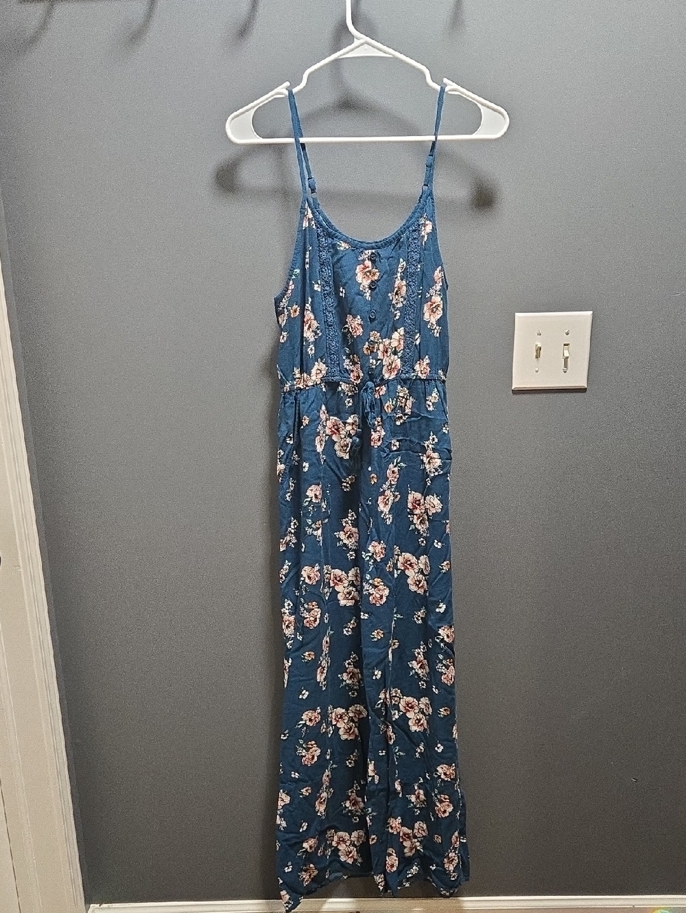 Xhilaration Teal Floral Jumpsuit